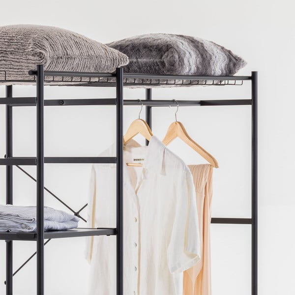 Černá kovová šatní skříň 120x182 cm Storn - Kave Home-image-1