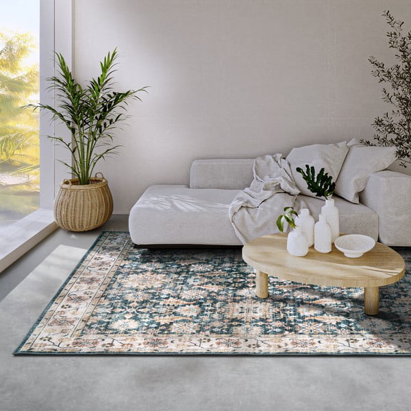 Modrý koberec 80x150 cm Saveh Blue Cream – Elle Decoration-image-1