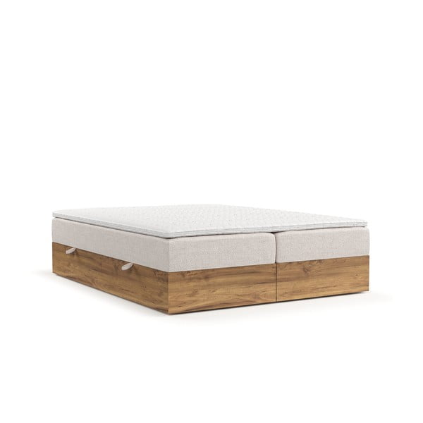 Boxspring postel s úložným prostorem v béžovo-přírodní barvě 140x200 cm Faro – Maison de Rêve