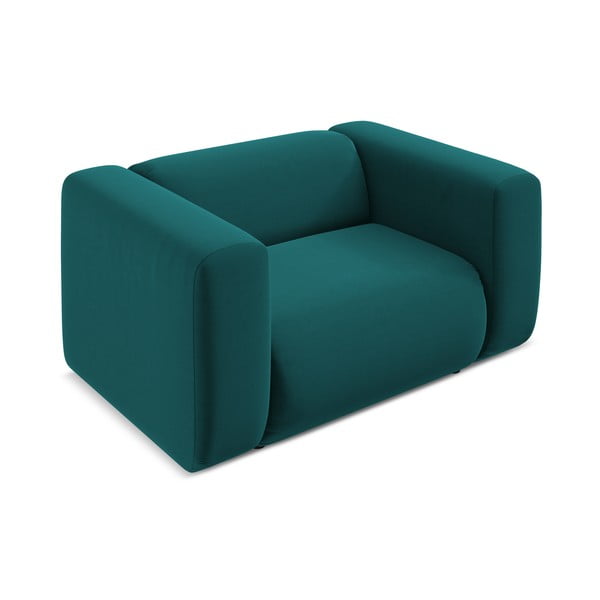 Tyrkysové sametové křeslo Ekahi – Makamii-image-3