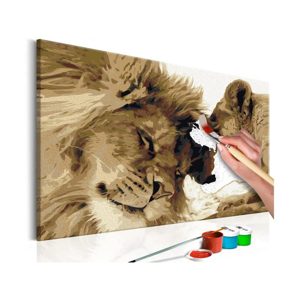 DIY set na tvorbu vlastního obrazu na plátně Artgeist Lions Love, 60 x 40 cm