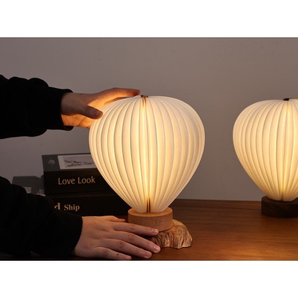 Bílá LED stmívatelná stolní lampa s papírovým stínidlem (výška 20 cm) Aeris – Gingko-image-3