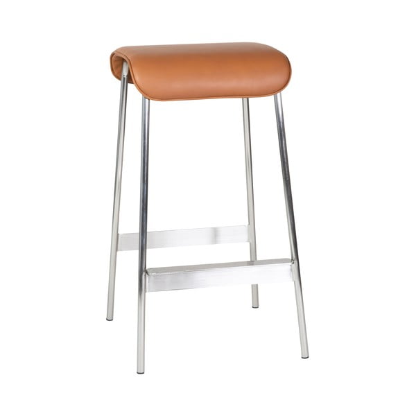 Barové židle z imitace kůže v koňakově hnědo-stříbrné barvě v sadě 2 ks (výška sedáku 75 cm) Avenue – Hübsch