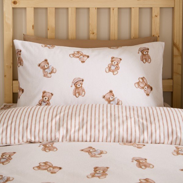 Krémové flanelové dětské povlečení na jednolůžko 120x150 cm Brushed Teddy Bear – Catherine Lansfield-image-3