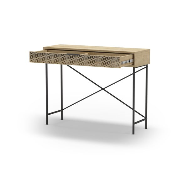 Konzolový stolek v dekoru dubu v přírodní barvě 35.5x110 cm Ecrin – Marckeric-image-3