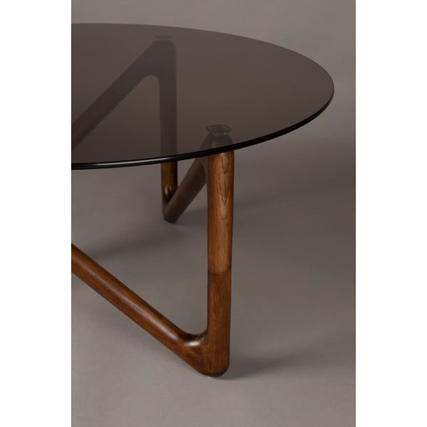 Hnědý kulatý konferenční stolek se skleněnou deskou ø 80 cm Naia – Dutchbone-image-2