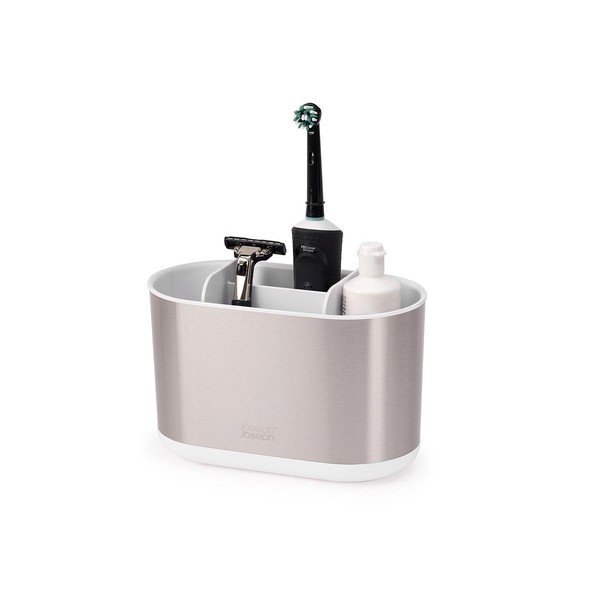 Stojan na zubní kartáčky z nerezové oceli ve stříbrné barvě Duo Steel – Joseph Joseph