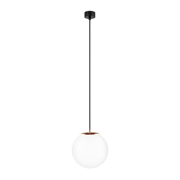 Bílé závěsné svítidlo s černým kabelem a detailem v měděné barvě Sotto Luce Tsuri, ⌀ 25 cm