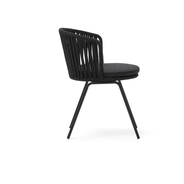 Černá kovová zahradní židle Saconca – Kave Home-image-3