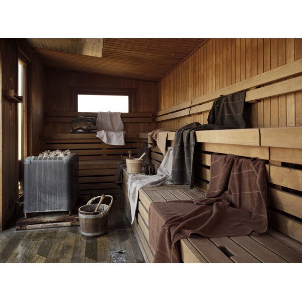 Taupe froté bavlněný ručník 50x100 cm Sauna – Zone-image-1