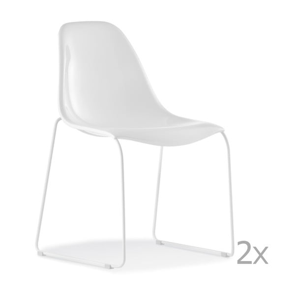Sada 2 bílých  jídelních židlí Pedrali DayDream