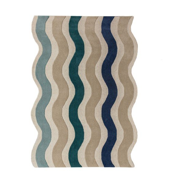 Modrý ručně tkaný vlněný koberec 140x200 cm Cascade Wool – Flair Rugs