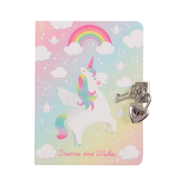 Zápisník se zámečkem Sass & Belle Rainbow Unicorn, A5