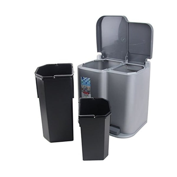 Šedý pedálový odpadkový koš Curver Duo, 21 l-image-2