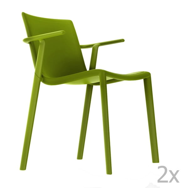 Sada 2 zelených zahradních židlí s područkami Resol Kat