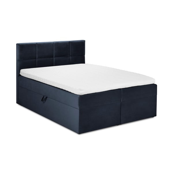 Tmavě modrá sametová dvoulůžková postel Mazzini Beds Mimicry, 160 x 200 cm