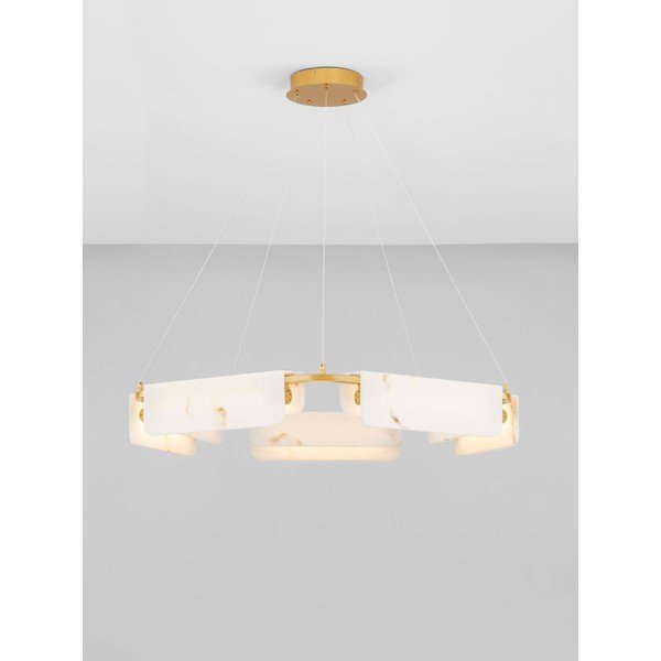 Krémové/v mosazné barvě LED stmívatelné závěsné svítidlo v dekoru mramoru ø 93 cm Aider – Nova Luce-image-3