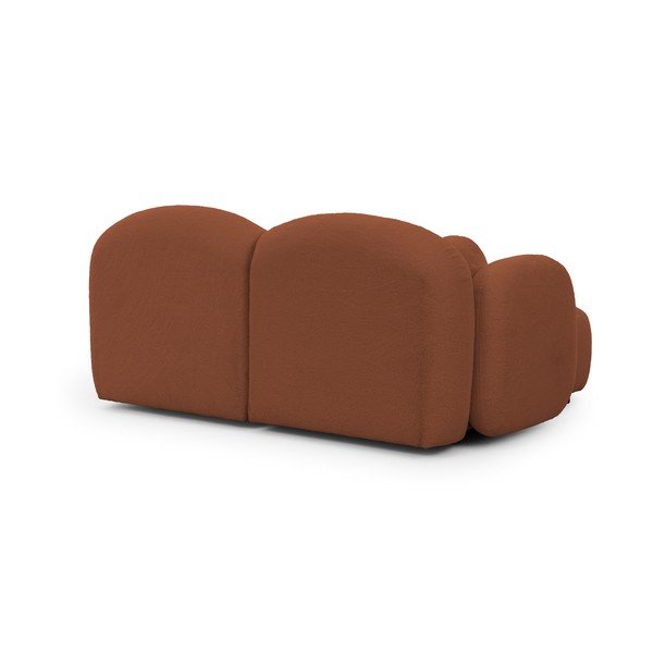 Rohová pohovka z textilie bouclé v terakotové barvě (levý roh/s lenoškou) Orbit – Ropez-image-3