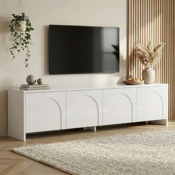 Bílý TV stolek 180x45x32 cm Aurelia – Kalune Design-image-1