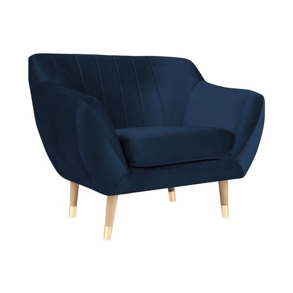Tmavě modré sametové křeslo Mazzini Sofas Benito-image-2