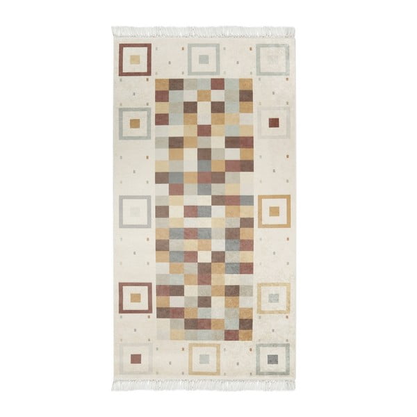 Sametový koberec Deri Dijital Brown Pradna, 80 x 300 cm