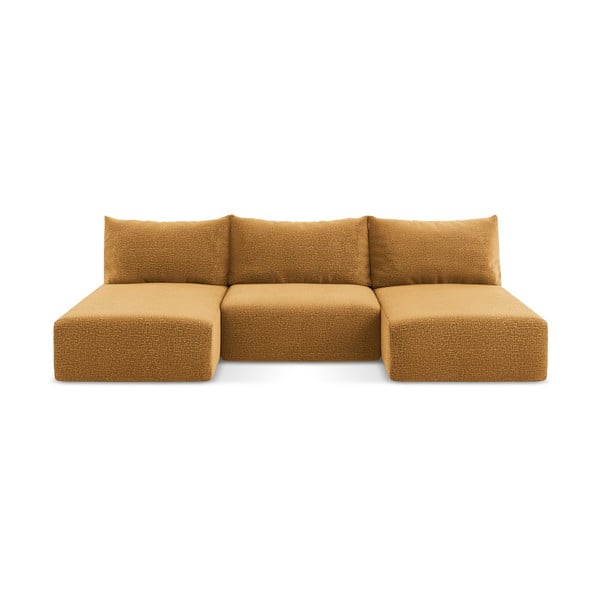 Oranžová rozkládací/s úložným prostorem rohová pohovka Kalena – Makamii