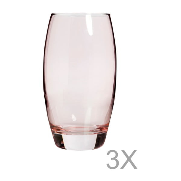 Sada 3 růžových sklenic Mezzo Luxury, 270 ml
