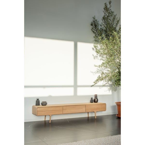 TV komoda z masivního dubového dřeva se 3 zásuvkami Gazzda Fawn-image-1