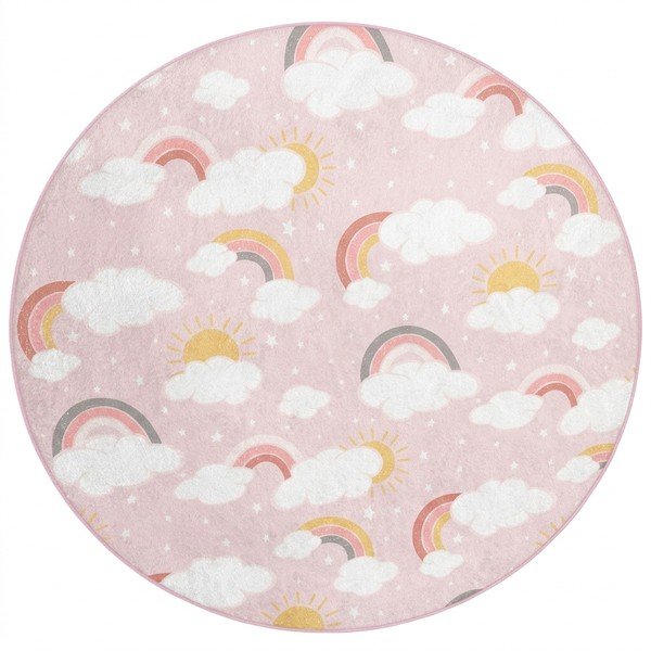 Růžový pratelný dětský koberec ø150 cm Rainbow World – Mila Home