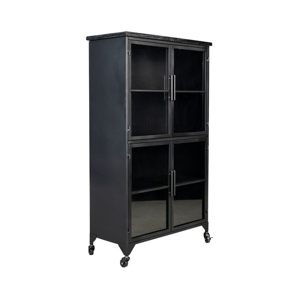 Černá kovová vitrína 35x133 cm Ferre – White Label-image-2