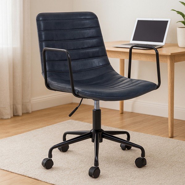 Tmavě šedá kancelářská židle z imitace kůže Forbes – Premier Housewares-image-3