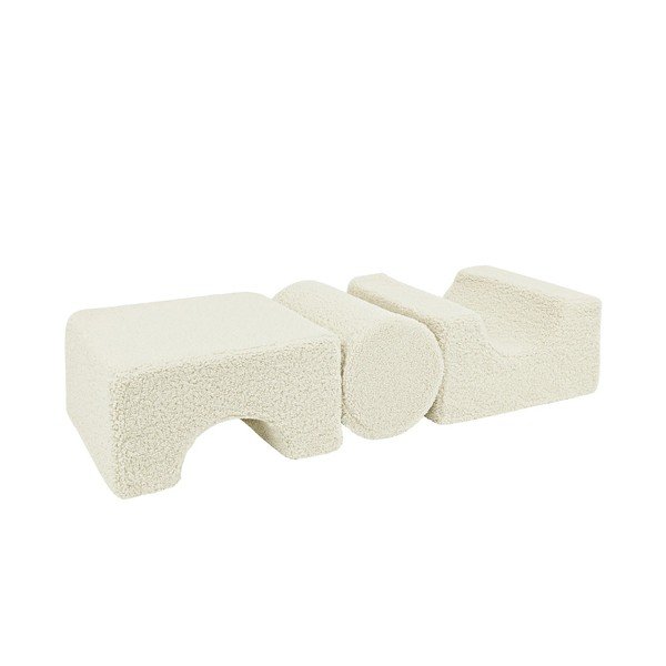 Bílé pěnové hřiště 3 ks z materiálu bouclé výška 30 cm 83x45 cm – Meowbaby-image-4