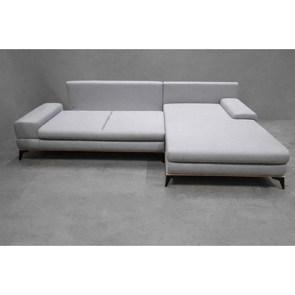 Světle šedá rozkládací/s úložným prostorem rohová pohovka (pravý roh/s lenoškou) Planet - II. jakost – Windsor & Co Sofas-image-2