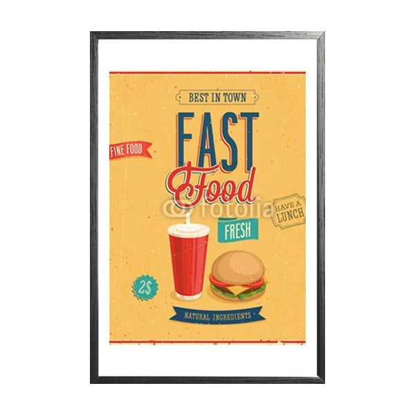 Zarámovaný plakát Vintage Fast Food, černý rám