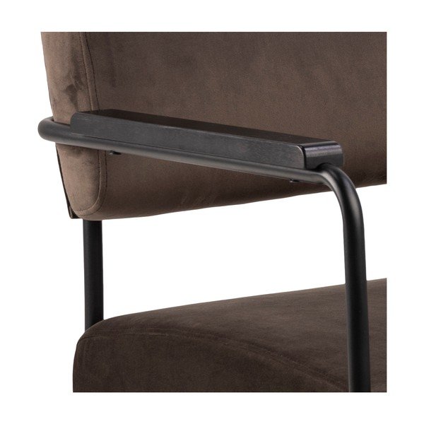 Tmavě hnědé sametové křeslo Actona Cloe-image-4