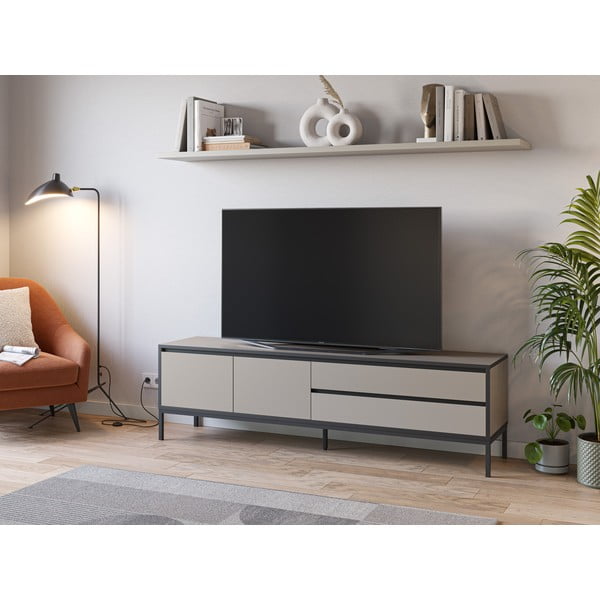 Šedo-béžový TV stolek 180x55 cm Lorenza – Marckeric-image-1