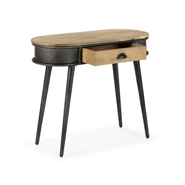 Černý/v přírodní barvě konzolový stolek 38x90 cm Delhi – MOME-image-2