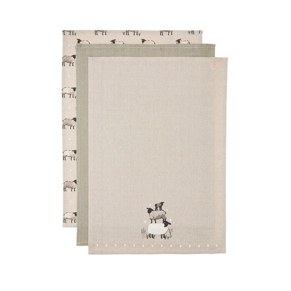 Utěrky v sadě 3 ks s příměsí lnu 45x65 cm Highland Sheep – Cooksmart ®-image-3