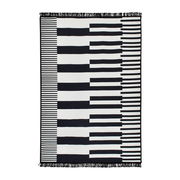 Černo-bílý oboustranný koberec Klotho, 80 x 150 cm