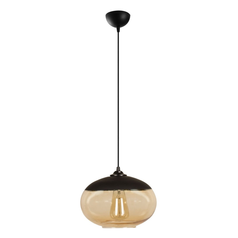 Závěsné svítidlo v okrově žluté a černé barvě se skleněným stínidlem ø 25 cm Camini – Opviq lights