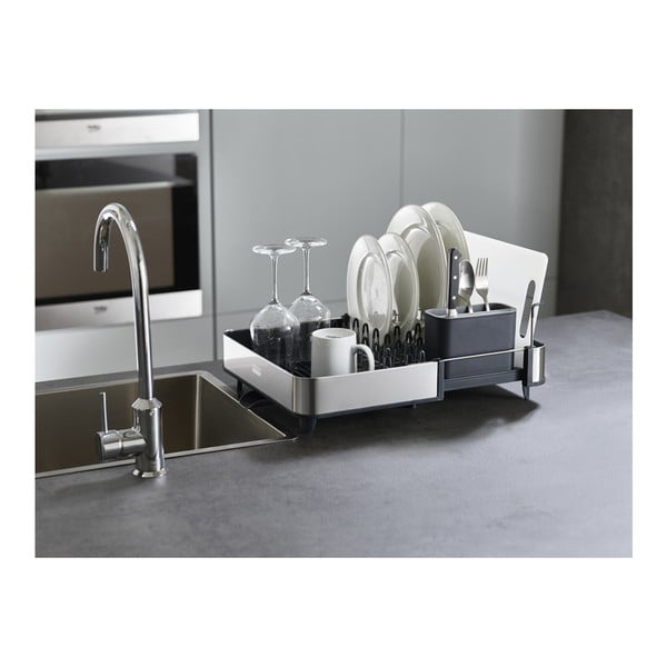 Tmavě šedý nastavitelný odkapávač z nerezové oceli 36x32 cm Extend Steel – Joseph Joseph-image-1