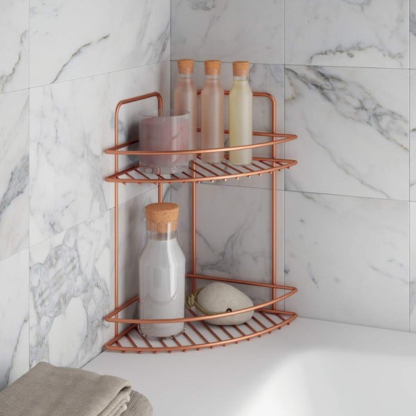 Koupelnová rohová polička s dvěmi patry Metaltex Copper-image-1