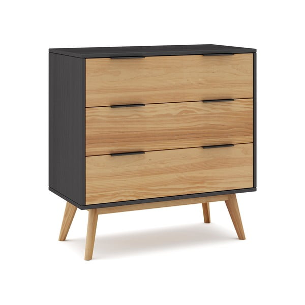 Černá/přírodní vysoká komoda z borovicového dřeva 80x83 cm Lavis – Marckeric-image-3