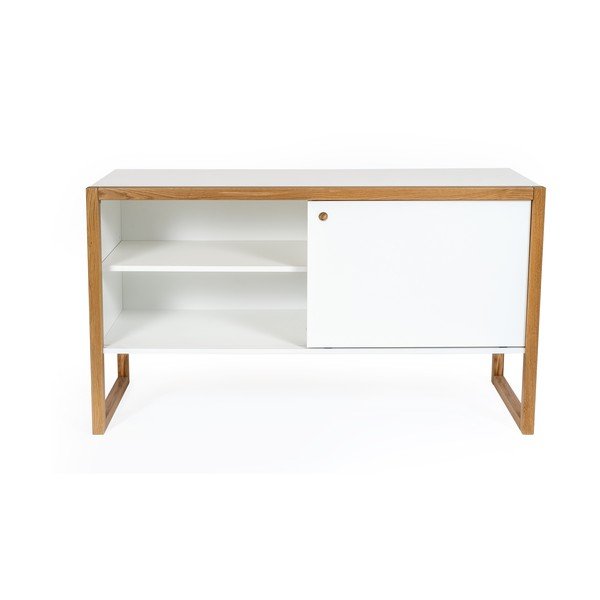 Hnědo-bílá komoda z dubového dřeva Woodman Cubis-image-3