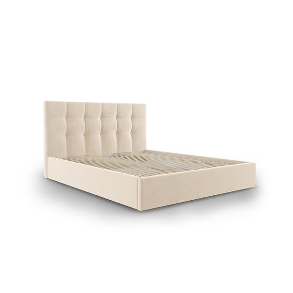 Béžová čalouněná dvoulůžková postel s úložným prostorem s roštem 180x200 cm Nerin – Mazzini Beds