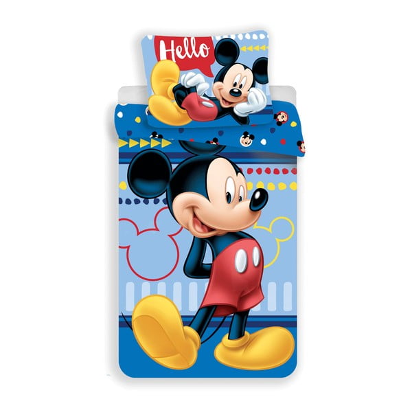 Bavlněné dětské povlečení na jednolůžko 140x200 cm  Mickey "Hello" – Jerry Fabrics