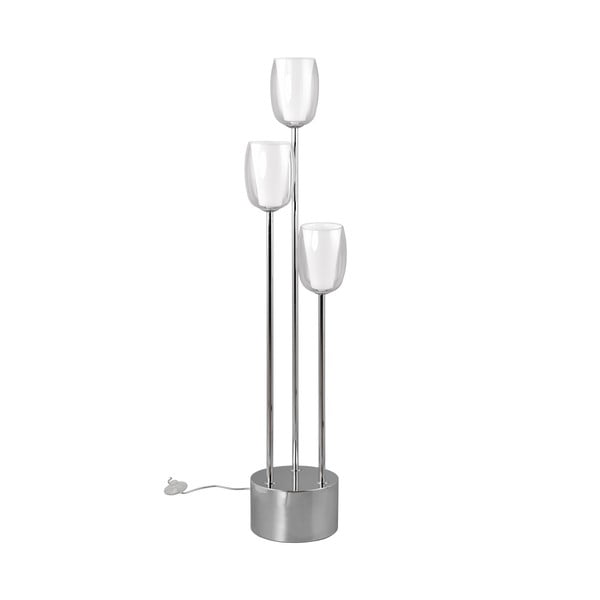 Stojací lampa se skleněným stínidlem ve stříbrné barvě (výška 140 cm) Barret – Trio Select