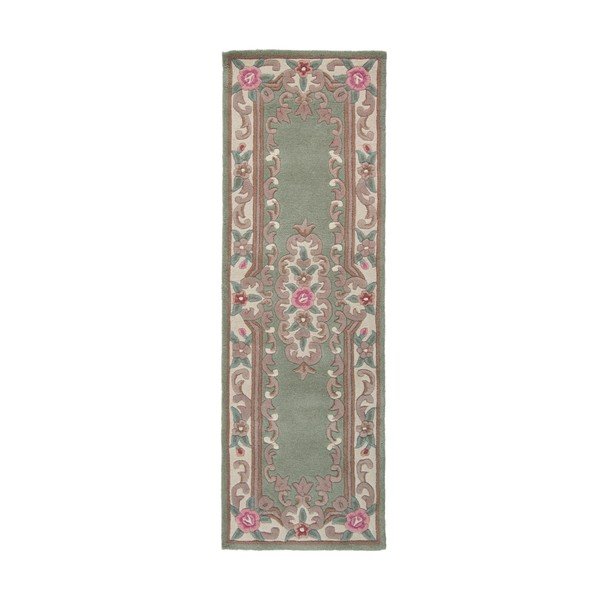 Zelený vlněný běhoun Flair Rugs Aubusson, 67 x 210 cm