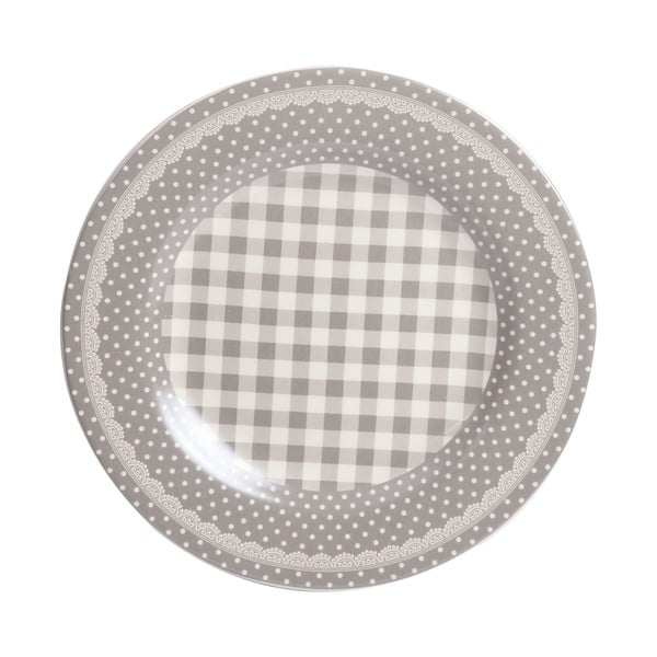 Jídelní talíř Grey Dots&Checks, 25.5 cm