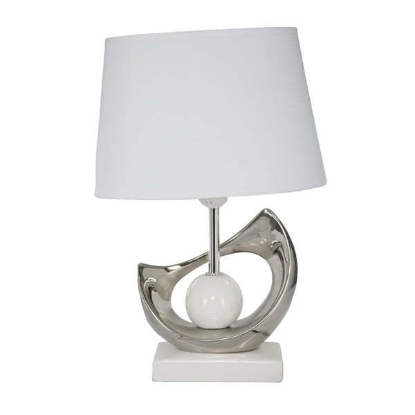 Bílostříbrná keramická stolní lampa Mauro Ferretti Moon, 26 x 38 cm